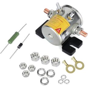 27855G01 36 Volt #70 Series Continuous Duty Solenoid Relay Nickel-Plating with Resistor & Diode Kit Compatible with EZGO Golf Cart, 4 Terminal SPNO Continuous Duty Replaces# 11761G1 27855G02 31680G1