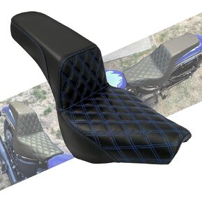One-Piece Driver Passenger Seat Pillion Cushion Compatible with Harley Softail Street Bob FXBB Standard FXST Slim FLSL Deluxe FLDE Heritage Classic FLHC 2018-2025 (Red Stitching)