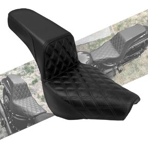 One-Piece Driver Passenger Seat Pillion Cushion Compatible with Harley Softail Street Bob FXBB Standard FXST Slim FLSL Deluxe FLDE Heritage Classic FLHC 2018-2025 (Red Stitching) in Saudi Arabia