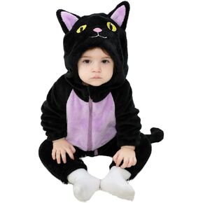 Eadrioss Black Cat Costume for Toddler Baby Girl Boy Halloween Costumes Fuzzy Warm Fall Winter Clothes Halloween Cats Outfit
