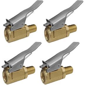 2PCS 1/4FNPT Lock On Air Chuck - Brass Closed Flow Tire Chuck - Heavy Duty Tire Air Chuck for Tire Inflator Gauge & Air Compressor Quick Connector (Push)