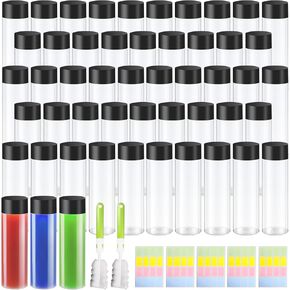 48 Pcs Clear Plastic Bottles 12 oz Empty Sensory Bottles with Caps Leakproof Drink Container Plastic Juice Bottles Reusable Sensory Bottles for Crafts Classroom Party Supplies (Black Lid)