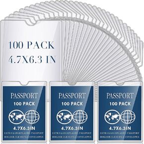 Patelai 4x 6in passport حامل مع الإبهام من Notch PVC البلاستيك النقود الأظرف ، و clear file charjes ، يحمل ما يصل إلى 30 ورقة ، لتخزين سفر المكاتب (100 حزمة)