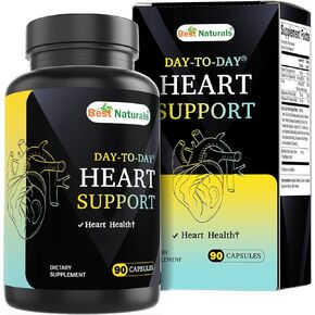 Best Naturals Day-to-Day Heart Health Support with Folate, Green Tea, Hawthorn, Beet Root, L-Arginine, L-Citrulline, Phytosterol, Resveratrol, CoQ10 90 Veg Capsules