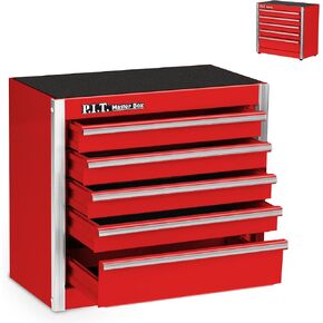 P.I.T. Mini Green Tool Box, Portable 3 Drawer Steel Stackable Tool Box with Magnetic Tab Locking, Green Micro Top Chest with Liner for Tools Storage and Organizers, Home DIY