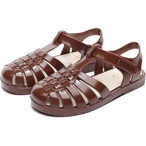 Jelly Sandals for Girls,Closed Toe Princess Costume Summer Dress Shoes Fisherman Water Beach Rubber Sole Flat Sandals for Toddler Little Kid Big Kid