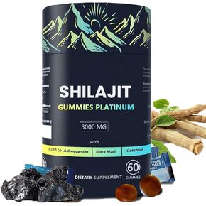 100 ٪ Shilajit Gummy Platinum-shilajit Gummies ، Himalayan Platian Platinum Shilajit 3000mg gummies for Men ، Trace Minerals for Men & Women | غير GMO | سفر ودية | 60 صمغ