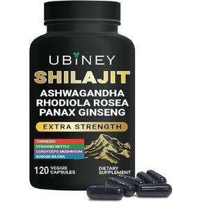 Premium Shilajit Capsules – 500mg with Ashwagandha, Ginseng & Cordyceps – Natural Energy, Stamina & Brain Support – Boost Focus, Vitality & Immunity – 120 Vegan Capsules, 4-Month Supply