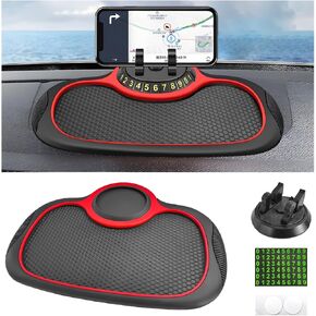Car Anti-Slip Mat Phone Holder, Multifunction Car Dashboard Rotatable Phone Mount with Anti-Slip Pad, Phone Stand Dashboard Mat for Phones Keys Gadgets, Car Accessories
