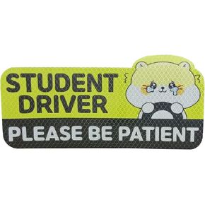 Student Driver Car Magnet, Please Be Patient Reflective Magnetic Sticker, Removable New Driver Magnet Car Bumper Sticker, Cute Cartoon Pattern Safety Warning Sign for New Drivers (Kitten 2)