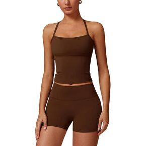 Two Piece Workout Sets for Women Sports Bra Tank Top High Waist Booty Lifting Shorts Gym Yoga Active Wear Outfits
