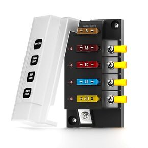 PSEQT 12V Fuse Block, 4 Circuit Blade Marine Fuse Panel Box with LED Indicator, Waterproof ATO Blade Fuses Block Holder Relay Box Kit with Protection Cover for 12V/24V Car Boat Truck Trailer Bus