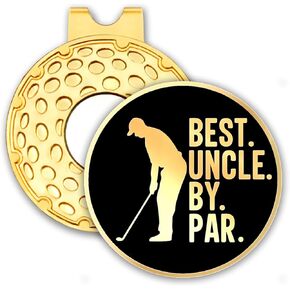 أفضل عم من Par Black Gold Golf Ball Marker مع مقطع قبعة ، إكسسوارات جولف مضحكة للرجال عم ، هدايا عيد ميلاد عيد الميلاد للعبور الجولف ، هدايا الجولف الجديدة
