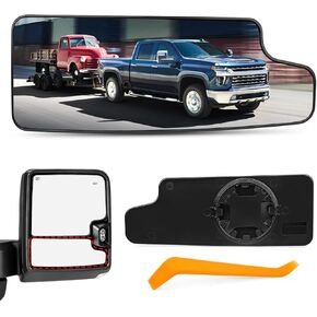 Passenger Right Side Towing Mirror Glass Replacement Fit for 2019 2020 2021 2022 2023 2024 2025 Chevy Silverado GMC Sierra 1500 2500 HD 3500 HD, Convex Lower Mirror Non-Heated with Back Plate