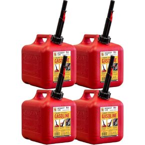 Midwest Can 2310 Safe-Flo Auto Shut Off 2 Gallon Gas Can – Durable Fuel Container with FlameShield Safety System & Quick-Flow Spout - Red - 4 Pack