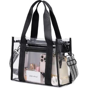Clear Bag for Stadium Events,Large Clear Tote Bag with Outer and Inner Zip Bag for Sport Events, Concerts, Work, Beach