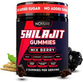 Pure Himalayan Shilajit Gummies No Added Sugar Ashwagandha, MACA Root, Turmeric Extract with Vitamin C, Non-GMO 100% Natural & Organic (60 Count, Gold)