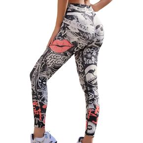 Women's High Waist Yoga Leggings - Tummy Control and Hip Lift Squat-Proof, No See-Through Running Pants Lips