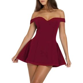 Women's Off Shoulder Sleeveless Mini Short Dress A Line Dress Cocktail Party Gowns for Women Strapless Formal Dresses