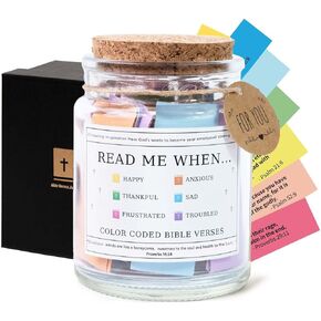 Bible Verse Prayer Jar - Read Me When Encouragement Gift, Scripture Cards & Prayer Jar for Christian Mom, Women, Mothers Day, Graduation, Spiritual Faith Keepsake