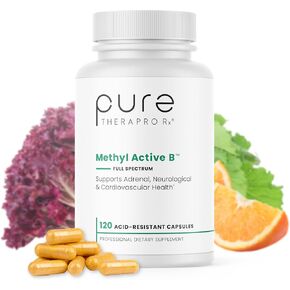Pure TheraPro Rx Methylated B Vitamins for Men and Women, Made in USA 2 Month Supply | Active Methyl B Complex Vitamins Including Methyl B12, Methylfolate, Benfotiamine, Choline, Niacin, TMG & More