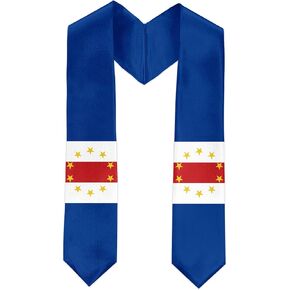 Cape Verde Flag International Graduate Satin Stole Scarf with National Flag Design, 72" Graduation Sash