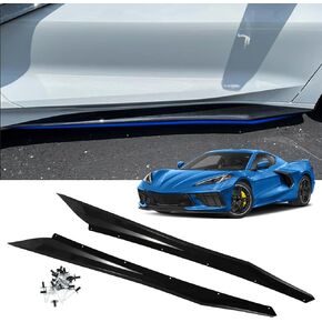 Side Skirts Compatible with Chevy Corvette C8 Z51 2024 20223 2022 2021 2020 Left Right Side Skirt Rocker Panel Kit(Glossy Black)