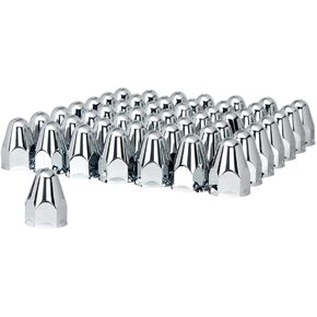 UNITED PACIFIC 10045CB Wheel Lug Nut Cover Set, 1-1/2" x 2-3/4", Chrome, Plastic, Bullets, Push-On Style