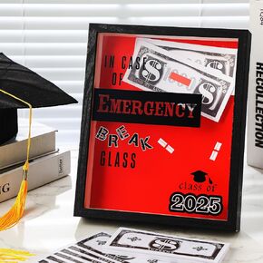 Suzile 2025 Graduation Money Box for Cash Gift in Case of Emergency Break Glass Box Wooden Graduation Money Cash Envelope Box for Class of 2025 Senior College University Graduates