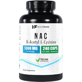 NAC Supplement N-Acetyl L-Cysteine | 240 Veg Capsules | 1300mg | Gluten-Free | Non-GMO