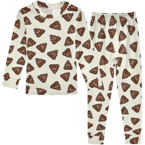 Unisex Long-Sleeve PJ Sets, 2-Piece Pajamas Sleepwear