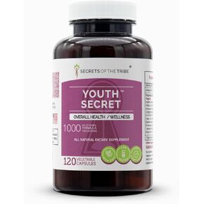 Secret Youth 60 كبسولات ، 1000 ملغ ، الزعرور ، Ginkgo ، Ashwagandha ، Cordyceps ، Fo-Ti Root ، الشاي الأخضر ، Brahmi ، Rosemary ، الكركم ، Maqui Berry. الصحة العامة/العافية (60 كبسولة)