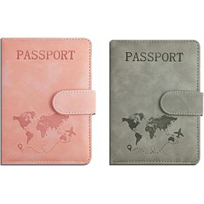 2 Pack Passport Holder for Travel, Waterproof Passport Holder with Pen Holder and Wallet, RFID Blocking Passport Cover Case, Essential Travel Accessories for Women and Men