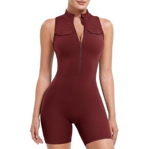yeoreo coreflex sliceveless pleasout phemout with gobicets zip up scrunch gym romper for women yoga