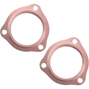 2 PCS Car Exhaust Gaskets, 2.5" Copper Exhaust Manifold Gasket, 3-Bolt Standard Exhaust Pipe Gasket, Ultra Seal Exhaust Flange Gasket, Compatible with Chevrolet SBC BBC 302 305 454 (Gold)
