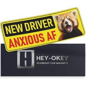 Student Driver Magnet for Car - Funny Animals Please Be Patient Reflective Magnetic Bumper Sticker - Removable Novice Rookie Safety Attention Sign - Weather-Resistant - 10 x 3.5 in (Meerkat)