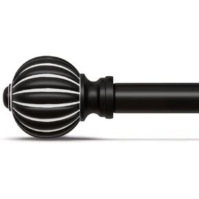 Imitation Wood Curtain Rods for Windows 48 to 84 Inch, 1 Inch Adjustable Heavy Duty Decorative Drapery Rods with Classic Finials, Light Imitation Wood Window Curtain Pole, Size 36-88''