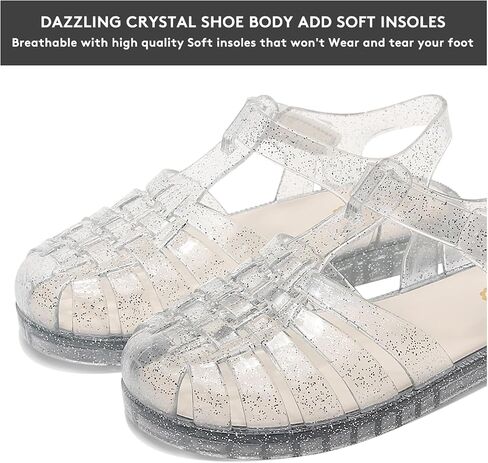Jelly Sandals for Girls,Closed Toe Princess Costume Summer Dress Shoes Fisherman Water Beach Rubber Sole Flat Sandals for Toddler Little Kid Big Kid in Kuwait