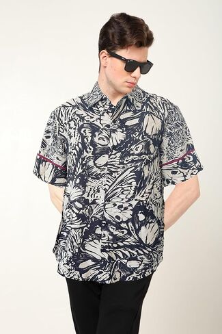 Yash Gallery Men Men Polyester Tropical Print Printed Stirt For Summer in Saudi Arabia