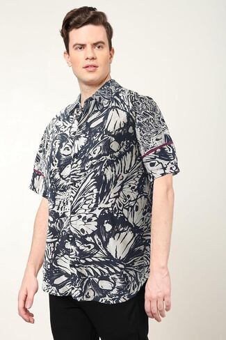 Yash Gallery Men Men Polyester Tropical Print Printed Stirt For Summer in Saudi Arabia