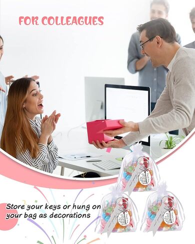 Yinkin 300 Pcs Employee Thank You Gifts Bulk Gifts for Coworkers Include 100 Inspirational Employee Appreciation Keychain Gifts 100 Organza Bags 100 Cards for Teacher Nurse Team(Silver) in Saudi Arabia
