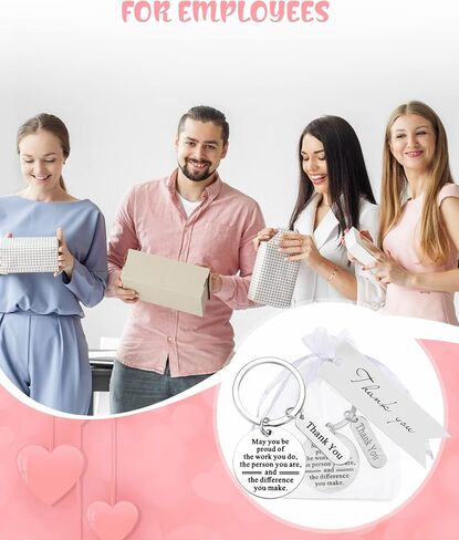 Yinkin 300 Pcs Employee Thank You Gifts Bulk Gifts for Coworkers Include 100 Inspirational Employee Appreciation Keychain Gifts 100 Organza Bags 100 Cards for Teacher Nurse Team(Silver) in Saudi Arabia