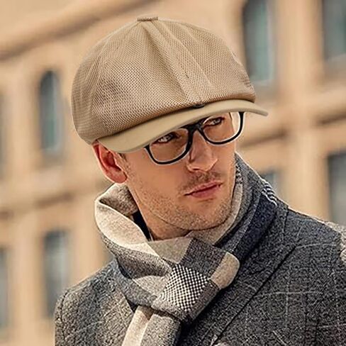 Hollow Mesh Hat Men Men's Summer Newsboy Cap قابلة للتعديل قابلة للتعديل القبعة Ivy Cap Cabbie الأيرلندية قيادة القبعات الصيد in Saudi Arabia
