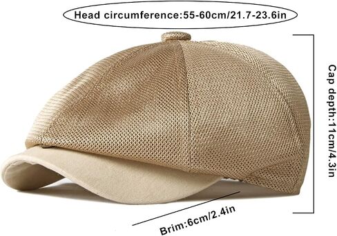 Hollow Mesh Hat Men Men's Summer Newsboy Cap قابلة للتعديل قابلة للتعديل القبعة Ivy Cap Cabbie الأيرلندية قيادة القبعات الصيد in Saudi Arabia