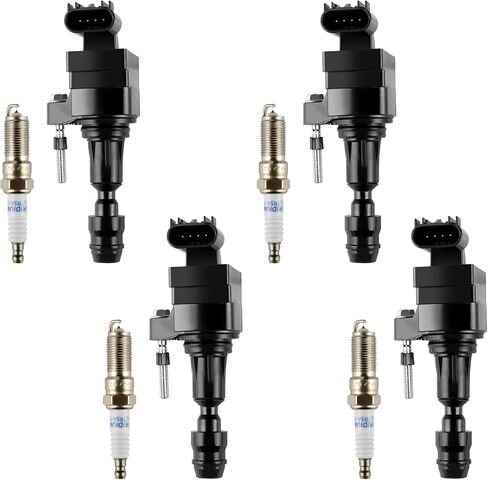 Ignition Coil Pack UF491 Double Iridium Spark Plugs Set of 4, Compatible with Buick, Chevy Cobalt Equinox Malibu Orlando HHR, GMC Terrain, Pontiac G5 G6, Saturn Replaces D522C, 12638824 C1552 in Saudi Arabia