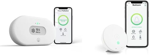 Airthings-292 Wave Mini - جودة الهواء الداخلي - المواد الكيميائية (TVOCs)، الرطوبة، درجة الحرارة + Airthings 2980 عرض التلوث - مراقبة تلوث الهواء مع الجسيمات (PM 2.5) in Kuwait