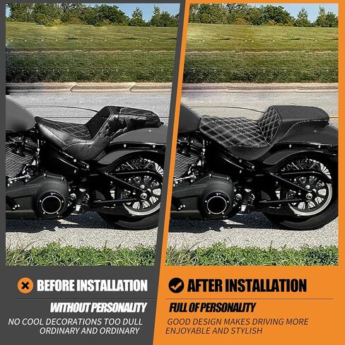 سائق سائق واحد وسادة Pillion Pillion متوافقة مع Harley Softail Street Bob FXBB القياسية FXST Slim Flsl Deluxe Flde Heritage Classic FLHC 2018-2025 (غرز أحمر) in Saudi Arabia