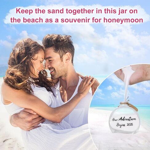 Honeymoon Sand Keepsake Jar 2025, Engagement Gift, Wedding Gift, Bridal Shower Gift, Romantic Honeymoon Gifts for Newlywed Couple(Equipped with a gift box) in Kuwait