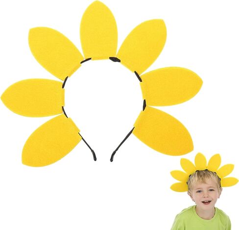 عقال عيد ميلاد عباد الشمس - طوق شعر أصفر لطيف للأطفال والبالغين ، والنسيج غير المنسوج ، ومثالي للزخارف الحزبية ودعائم الصور in Kuwait