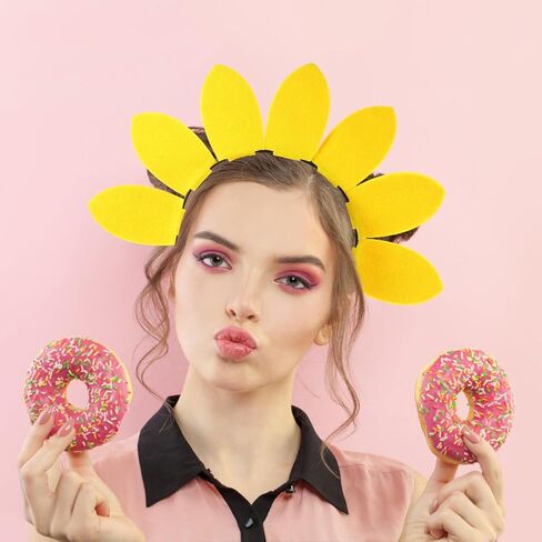 عقال عيد ميلاد عباد الشمس - طوق شعر أصفر لطيف للأطفال والبالغين ، والنسيج غير المنسوج ، ومثالي للزخارف الحزبية ودعائم الصور in Kuwait